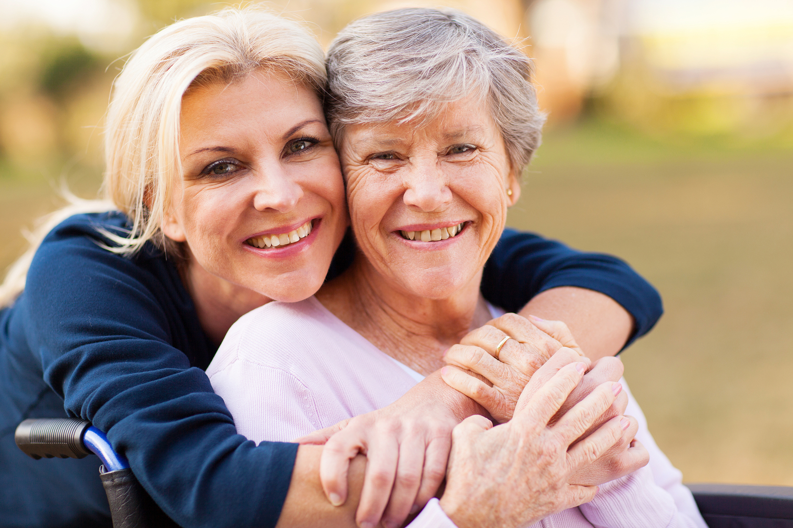 Petite woman plays with elder