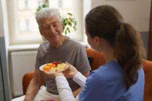 Elder care providers can help seniors with healthy snacks and nutrition support.